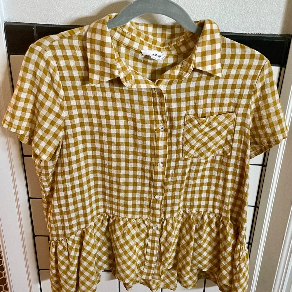 Gingham collared top